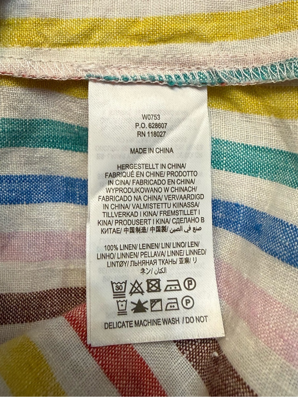 Boden 100% Linen Striped Blouse Multicolor Short Sleeve Relaxed Fit Size 18 - Picture 9 of 10